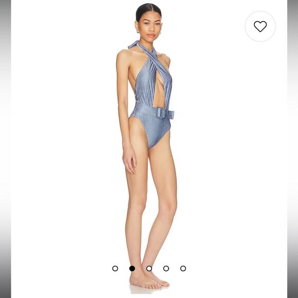 PQ swim Alex indie blue belted one piece bikini swimwear size small NEW - Picture 2 of 9